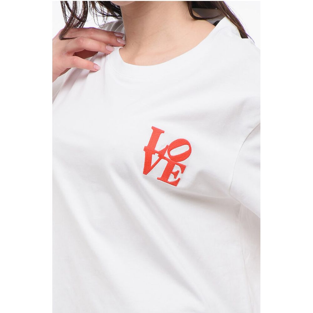 Longchamp Oversized Crew-Neck T-shirt with Love Embroidery