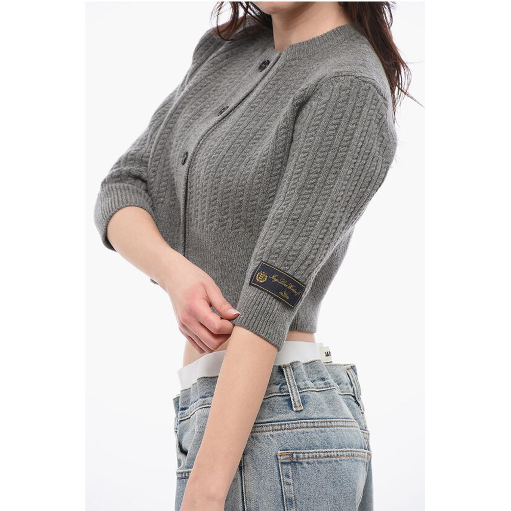 We11done Cable-Knit Wool Cropped Cardigan