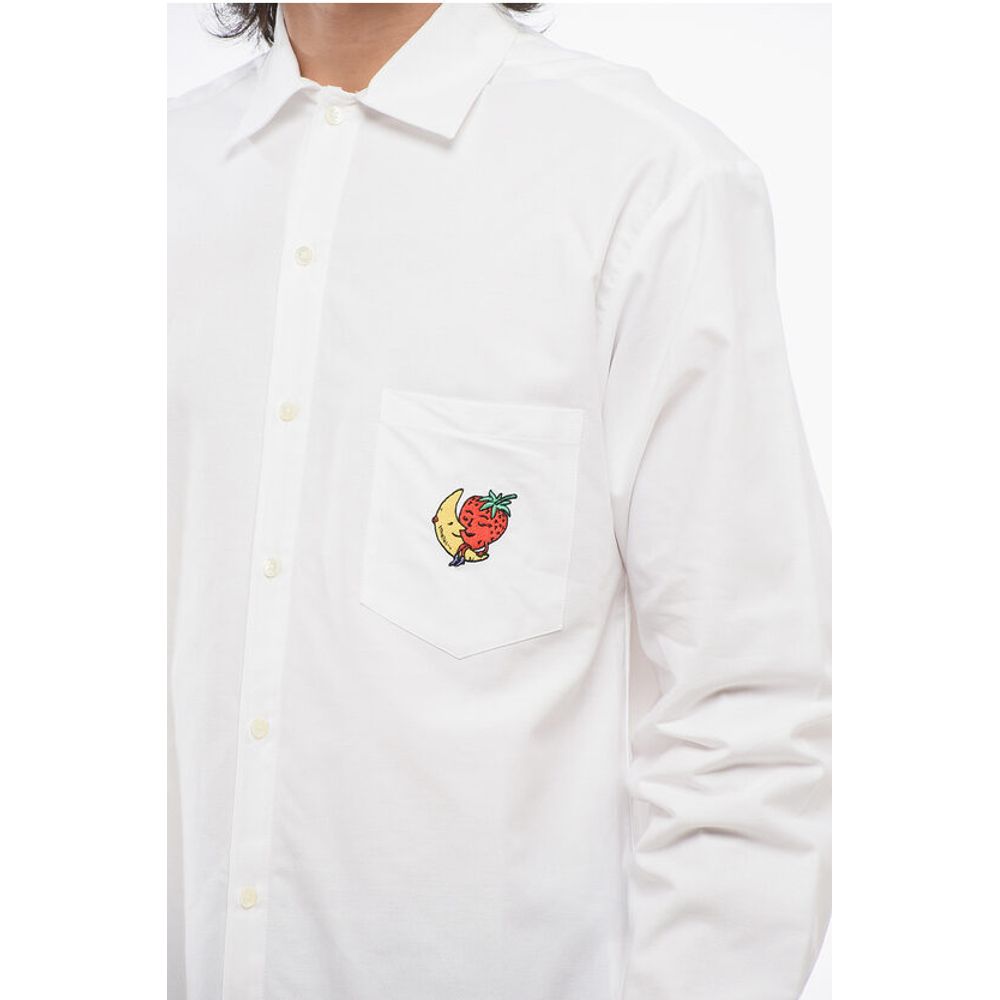 Sky High Farm Solid Color Shirt with Embroidery on Breast Pocket
