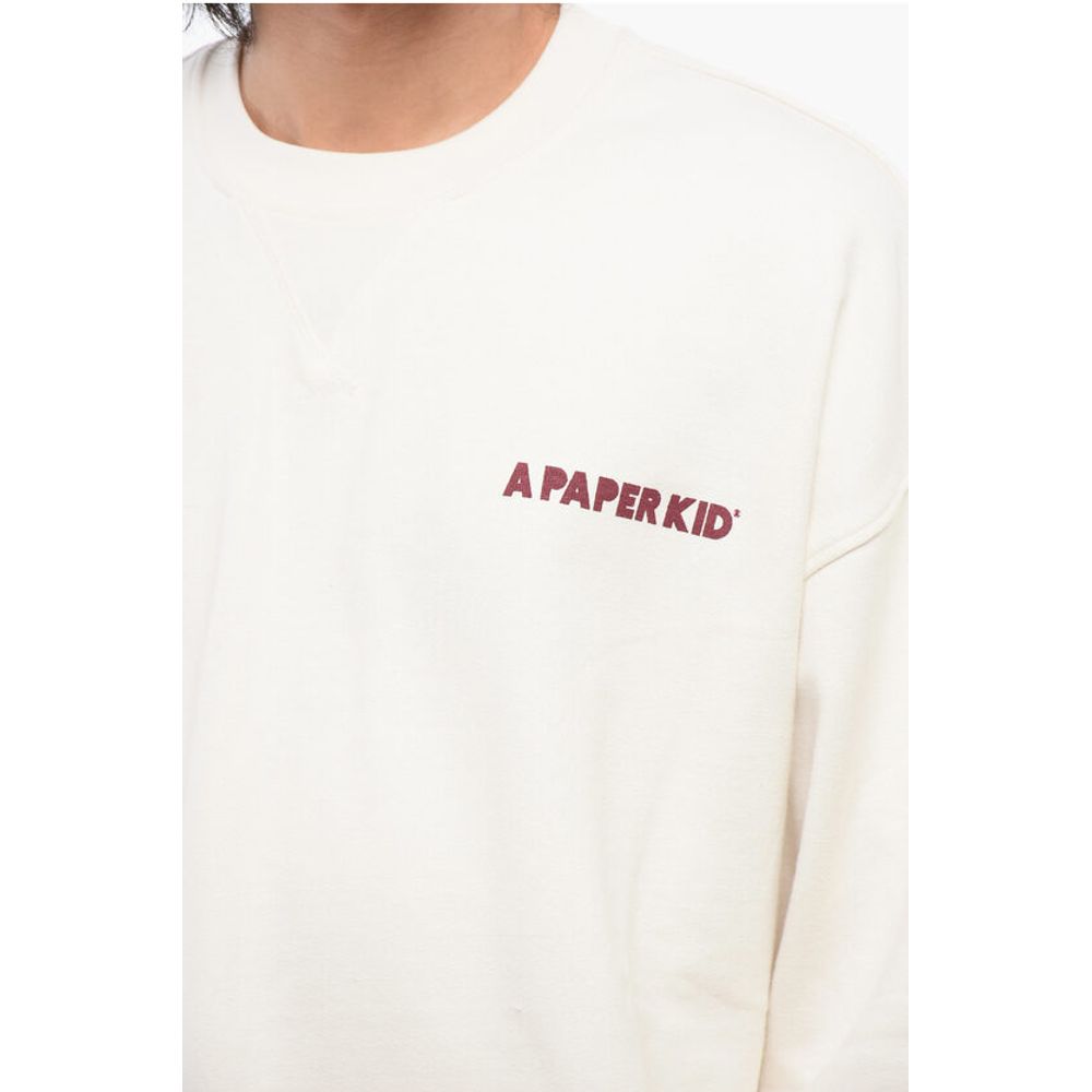 A Paper Kid Cotton Crew-neck Sweatshirt with Printed Contrasting Logo