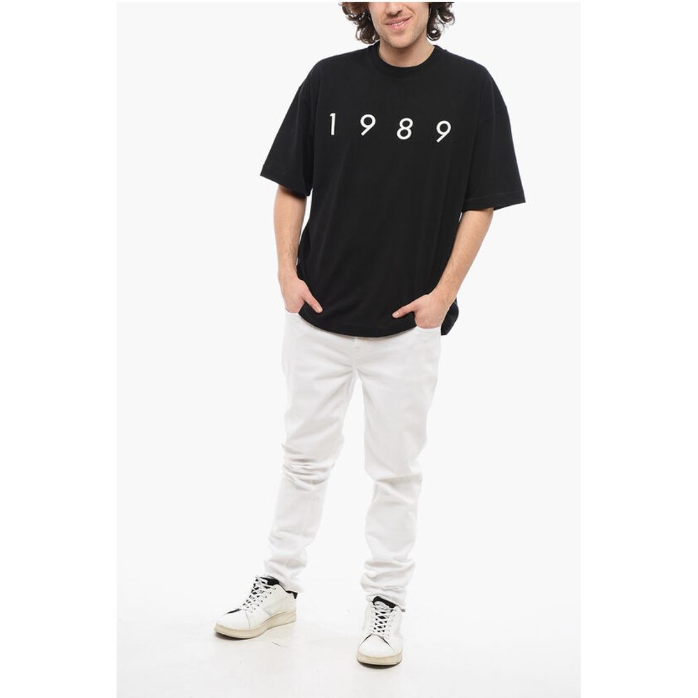 1989 Studio Solid Color Crew-neck T-Shirt with Contrasting Logo