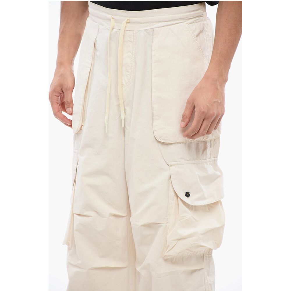 A Paper Kid Cotton and Nylon Cargo Pants with Logo Patch on The Back