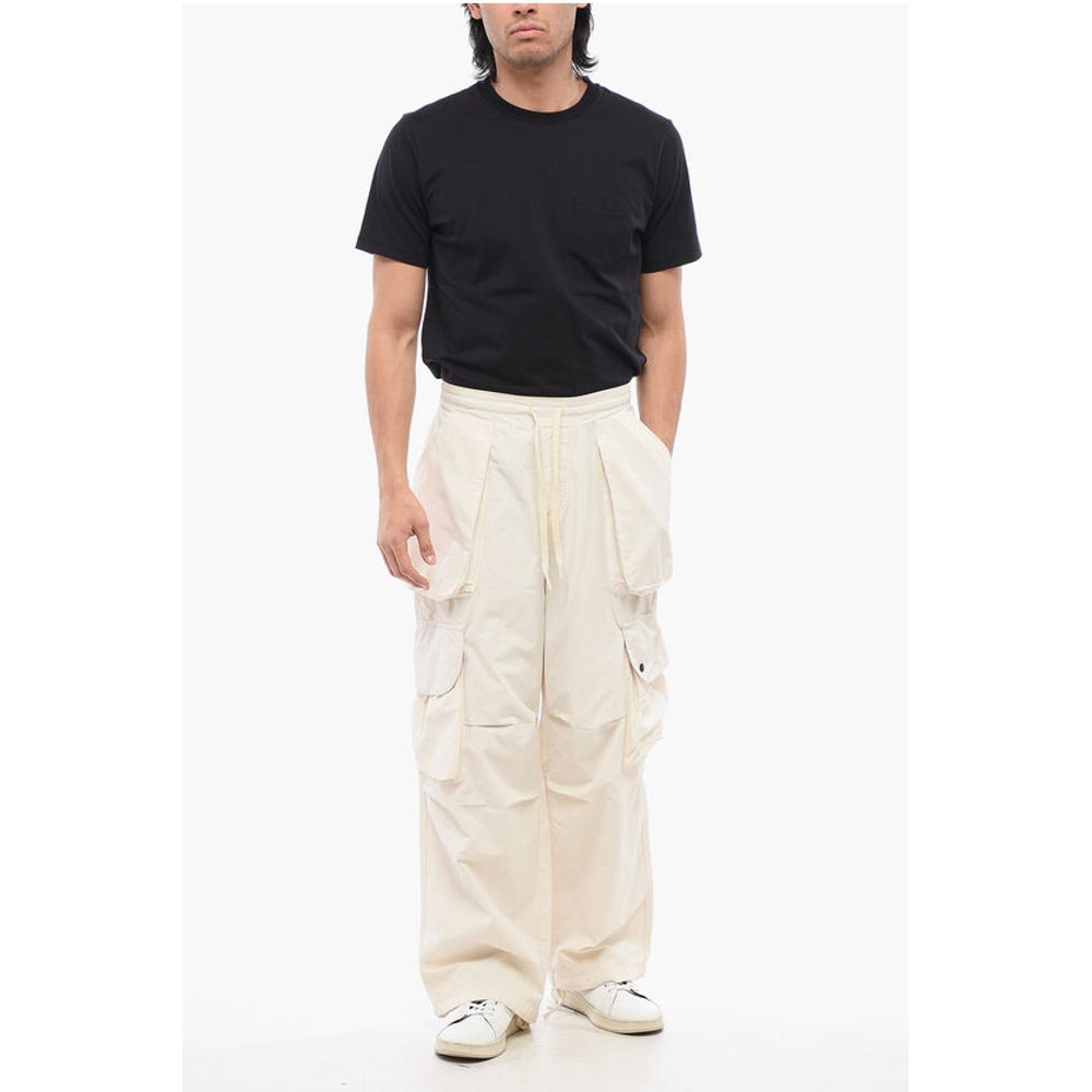 A Paper Kid Cotton and Nylon Cargo Pants with Logo Patch on The Back