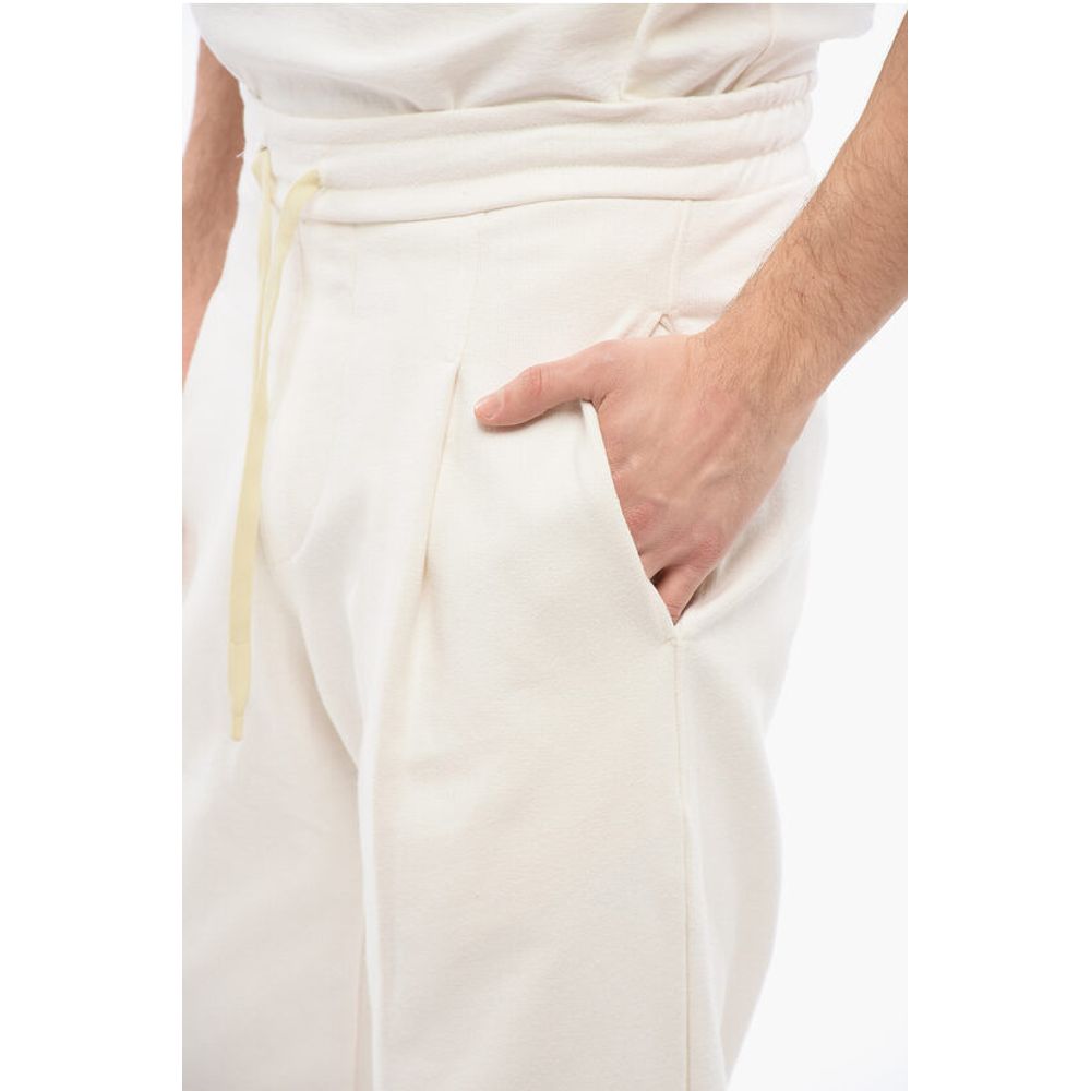 A Paper Kid Single-Pleated Brushed Cotton Pants with Logo Patch on The B