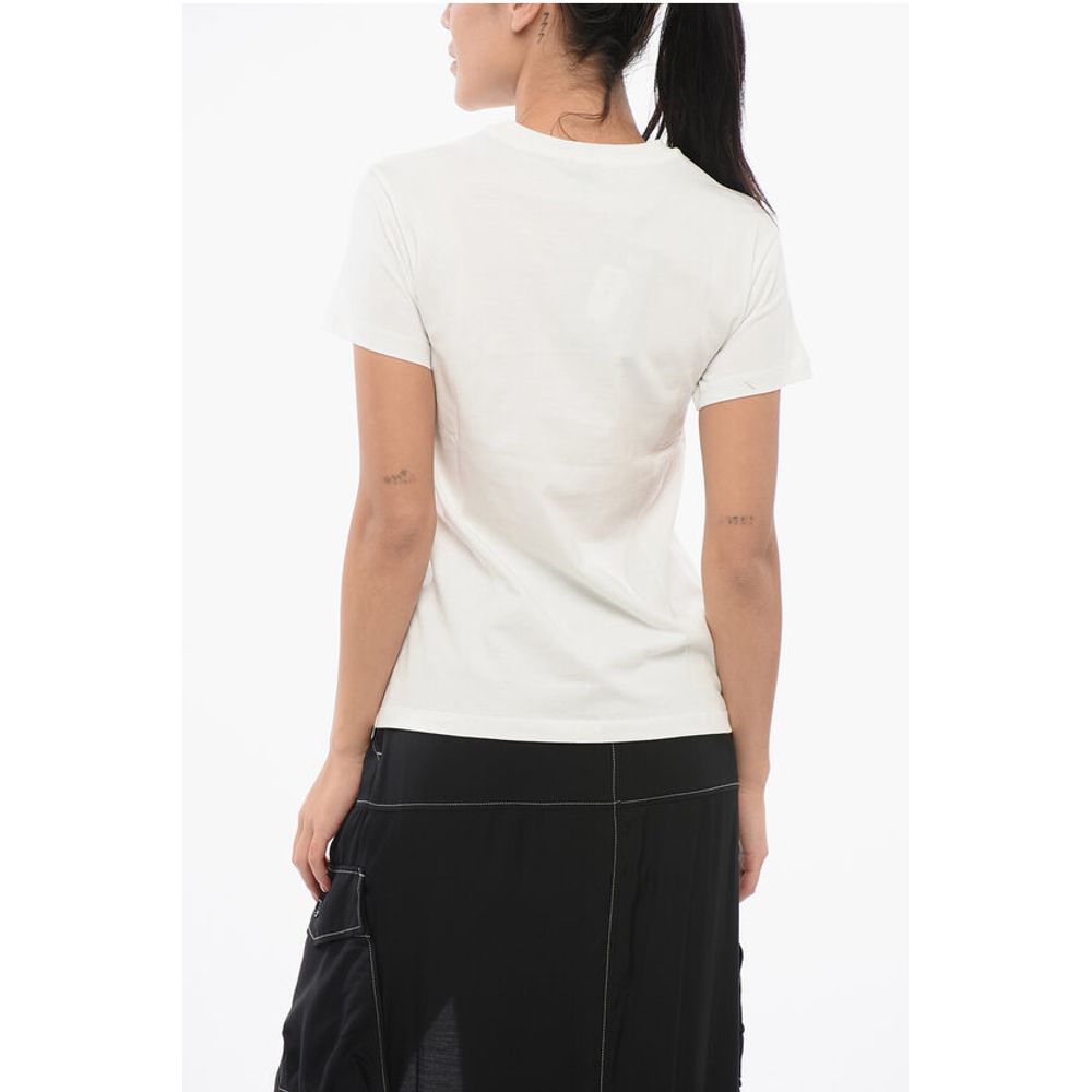 PINKO Cotton Crew-neck TRAPANI T-shirt with Contrasting Hearts