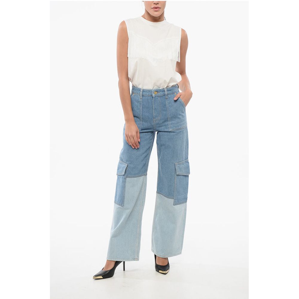 Ganni Two-Tone Loose Fit Cargo Jeans 26cm