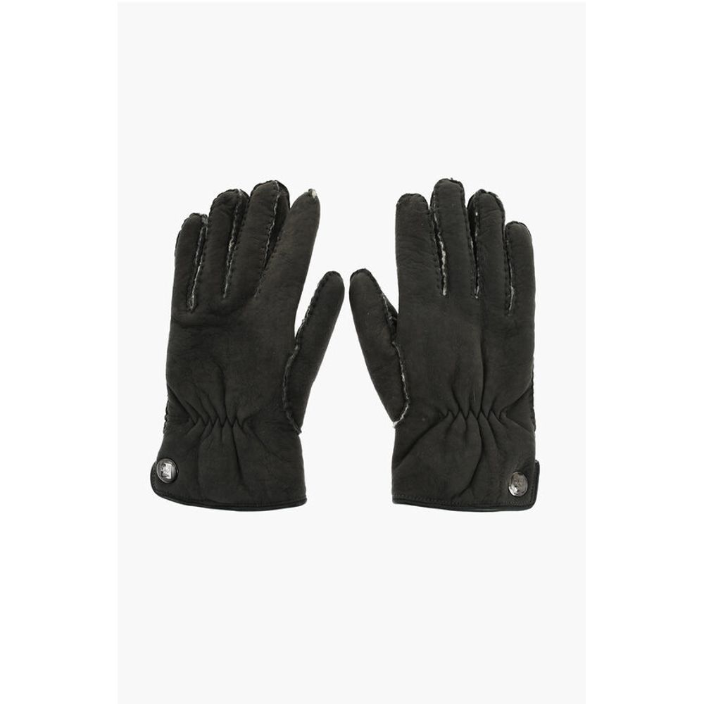 Corneliani ID Solid Color Leather Gloves with Silver-Tone Button