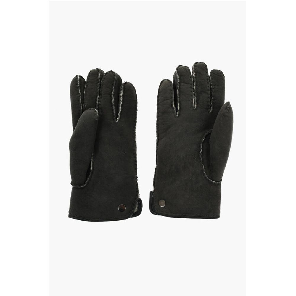 Corneliani ID Solid Color Leather Gloves with Silver-Tone Button
