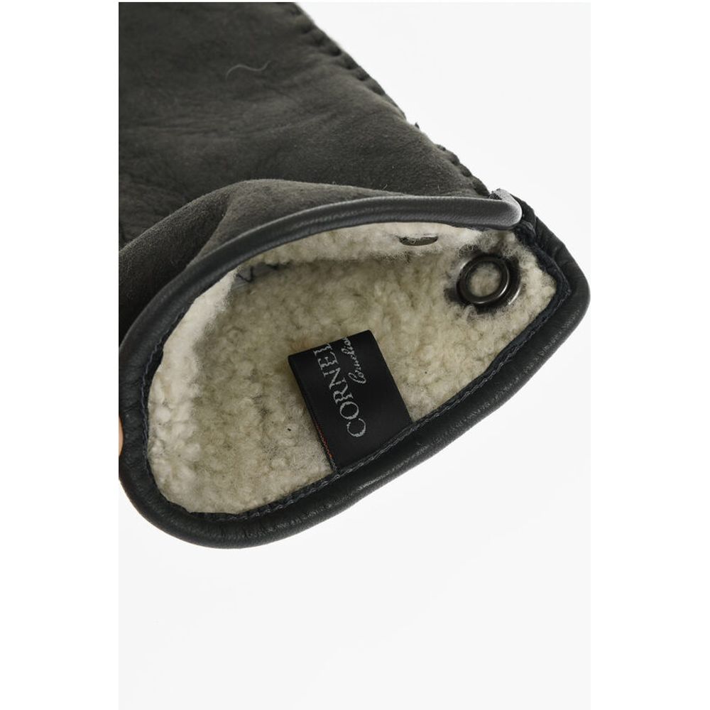 Corneliani ID Solid Color Leather Gloves with Silver-Tone Button