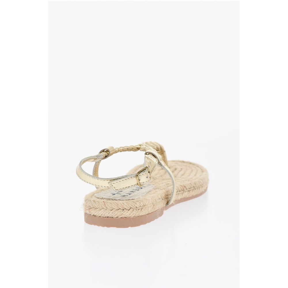 Manebi Braided Leather Sandal with Jute Sole