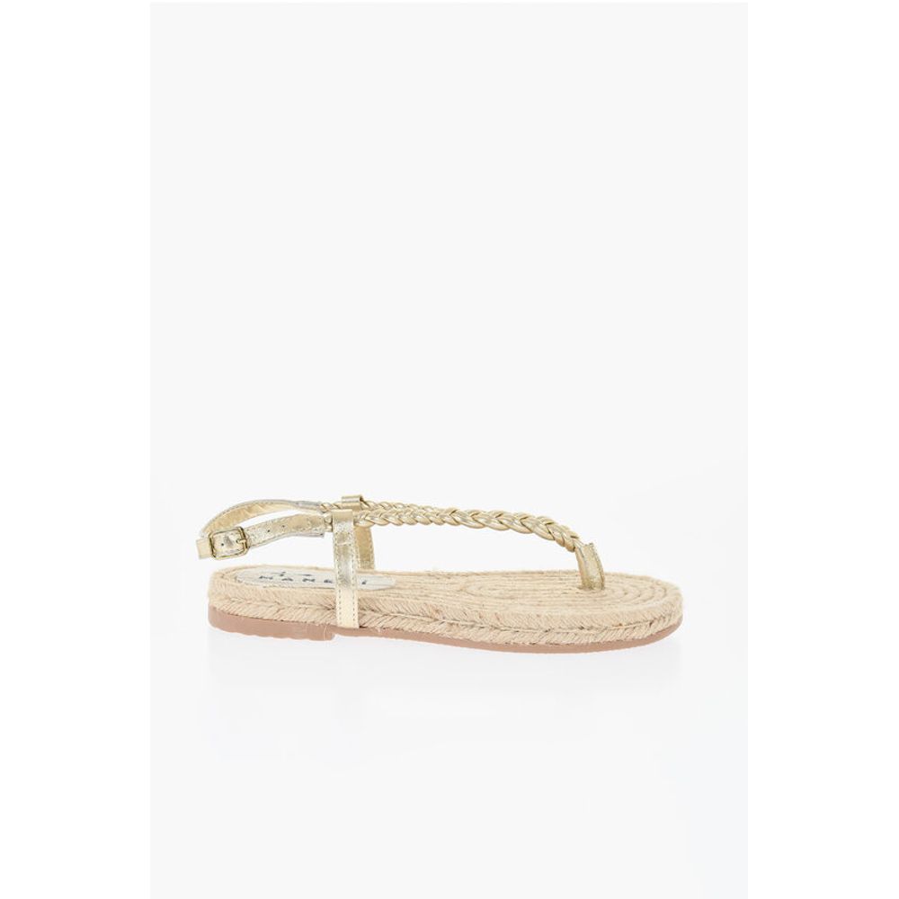 Manebi Braided Leather Sandal with Jute Sole