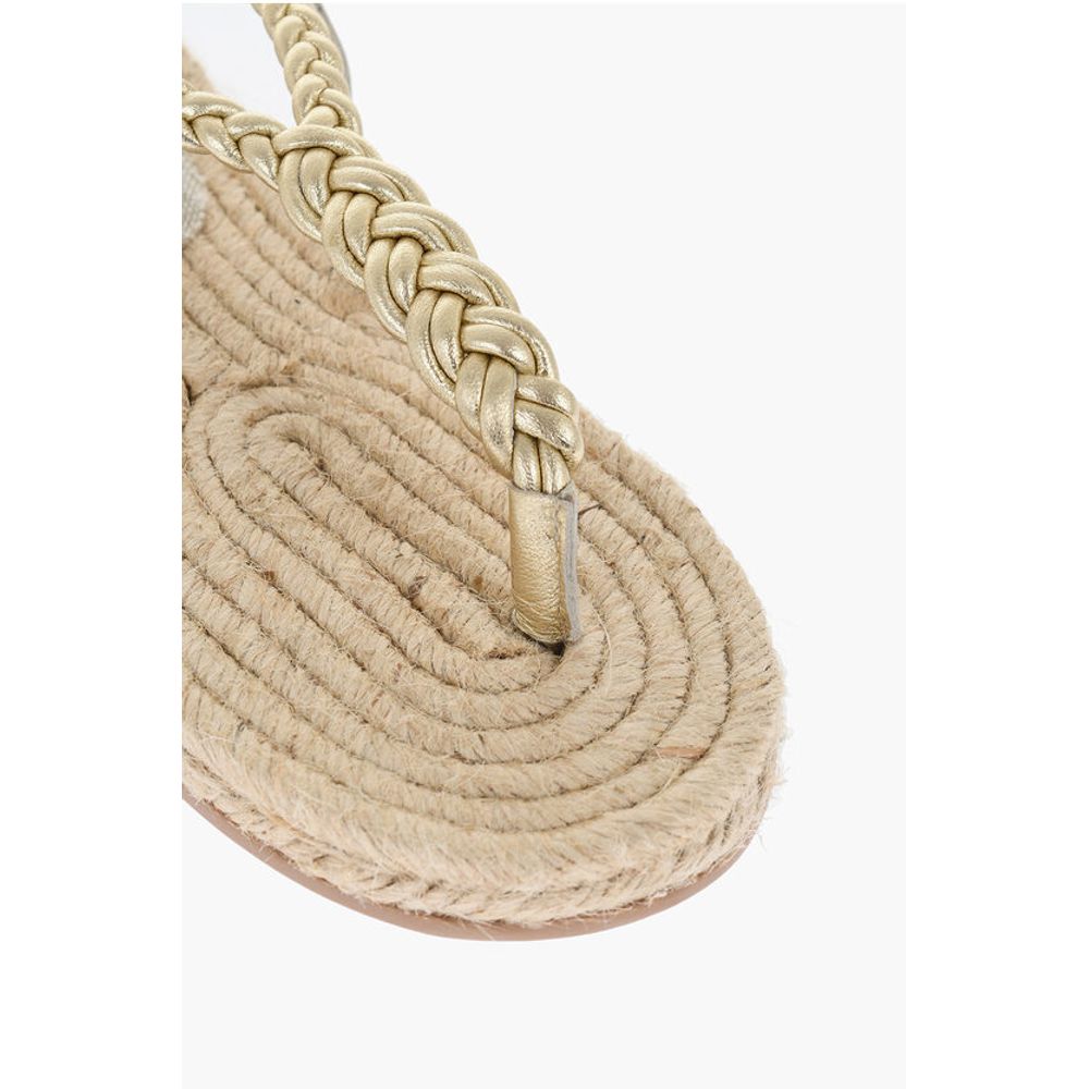 Manebi Braided Leather Sandal with Jute Sole
