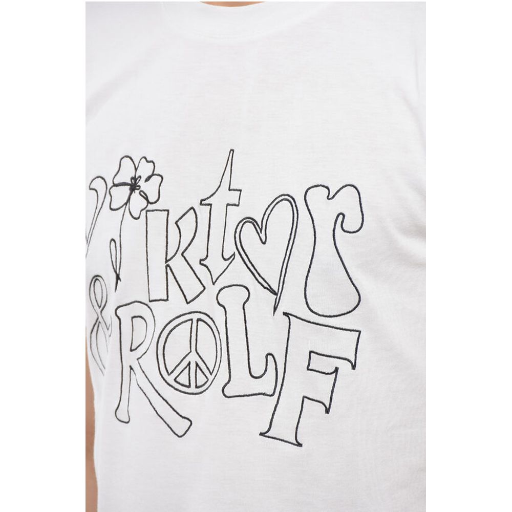 Viktor & Rolf Crew Neck Cotton T-Shirt with Embroidered Logo