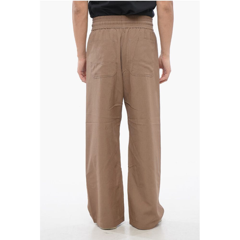 Viktor & Rolf Cotton Blend Wide Leg Pants with Drawstring