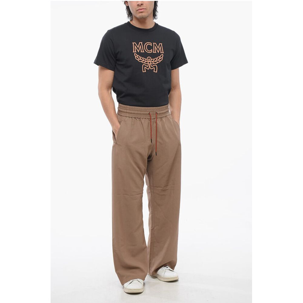 Viktor & Rolf Cotton Blend Wide Leg Pants with Drawstring