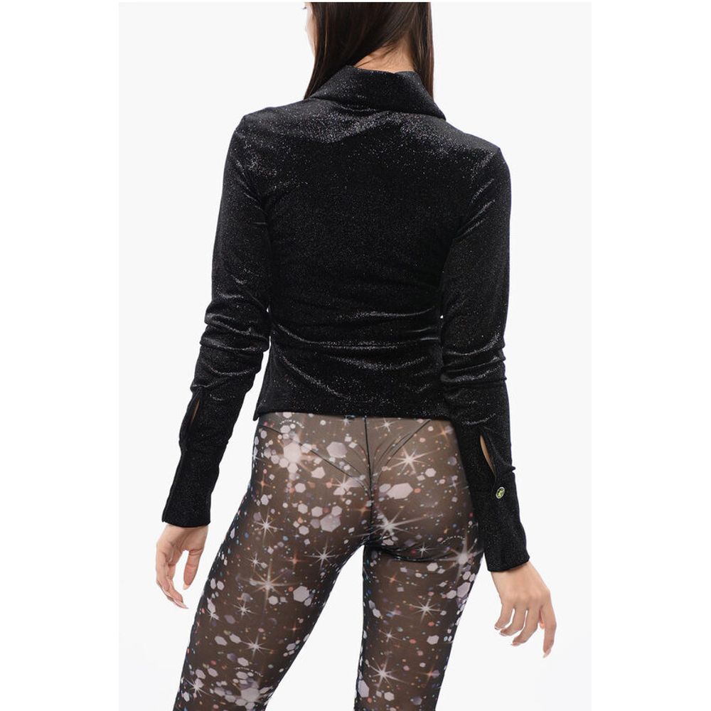 Viktor & Rolf Gathered Waist Velour Glittered Top