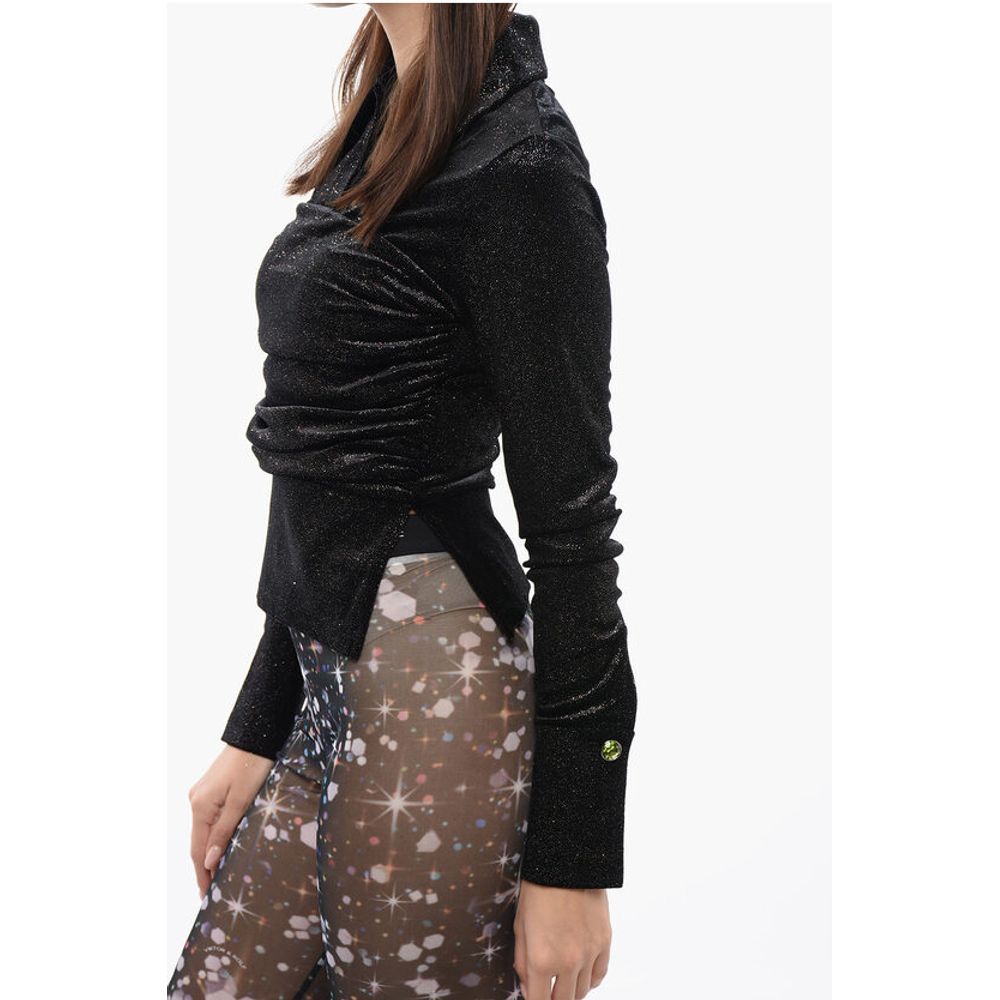 Viktor & Rolf Gathered Waist Velour Glittered Top