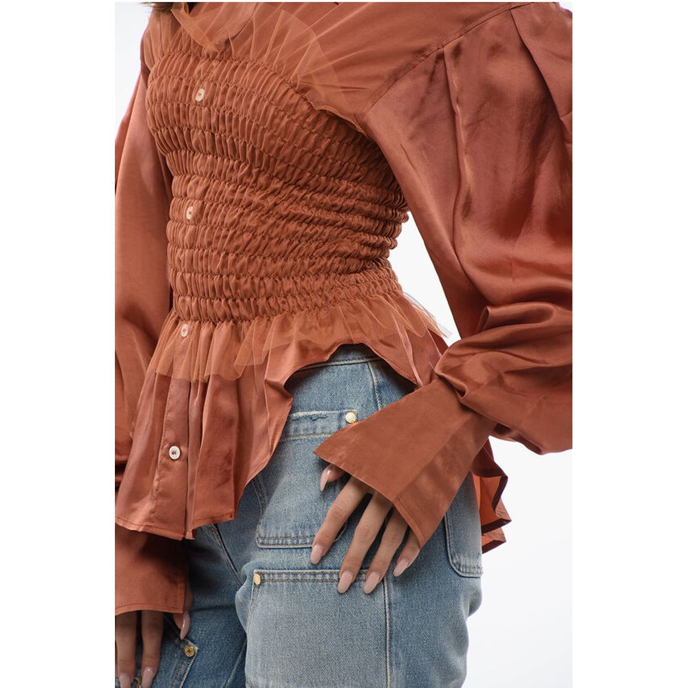 Viktor & Rolf Satin EVENING GATHERINGS Blouse With Ruffles