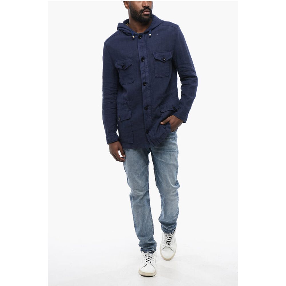Altea Linen Sahariana Overshirt with Hood