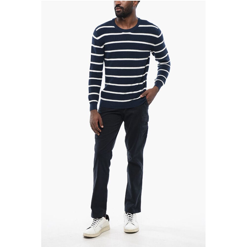 Altea Ring Spun Cotton Sweater with Striped Motif