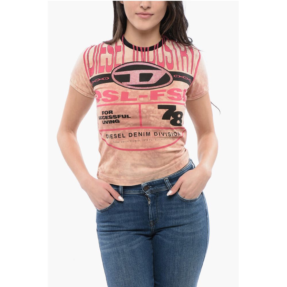 Diesel RED TAG Printed T-UNCUTIECrew-neck T-shirt with Rhinestone