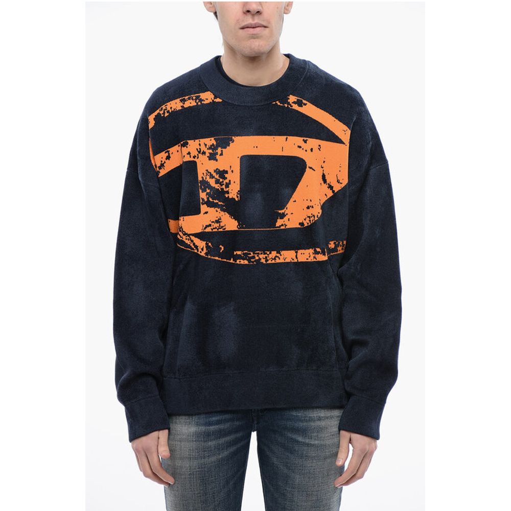 Diesel RED TAG Velvet K-TRIA Crew-neck Sweater with Frontal Monogra