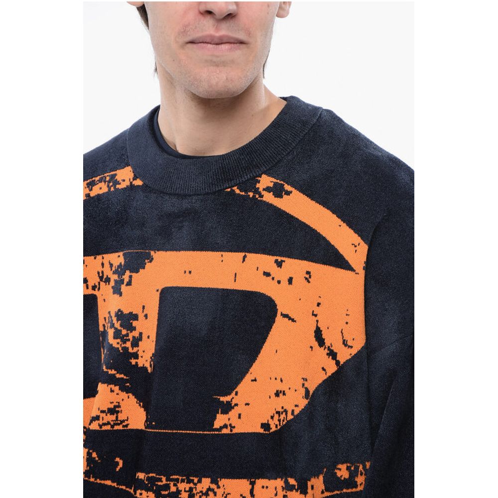 Diesel RED TAG Velvet K-TRIA Crew-neck Sweater with Frontal Monogra