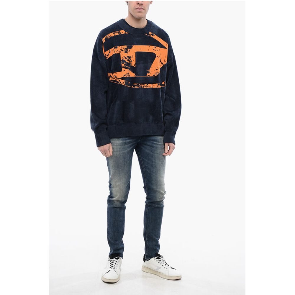 Diesel RED TAG Velvet K-TRIA Crew-neck Sweater with Frontal Monogra