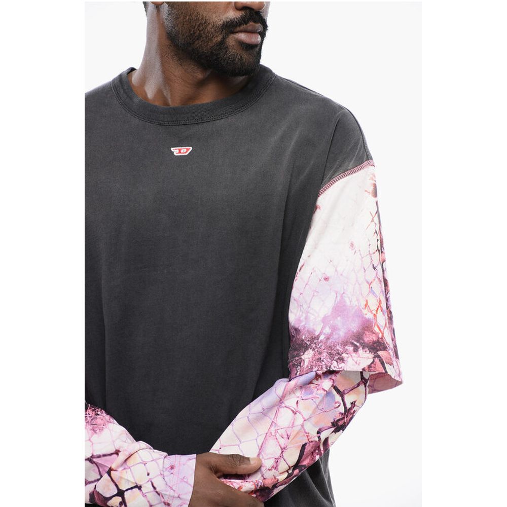 Diesel Oversized T-WESHER-N5 T-Shirt with Patterned Double-Layer Sl