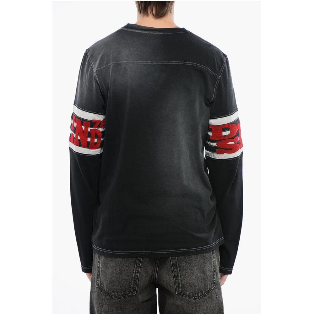 Diesel RED TAG Long Sleeves T-JU-LS Crew-neck T-shirt with Velvet D