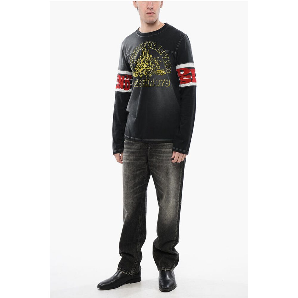 Diesel RED TAG Long Sleeves T-JU-LS Crew-neck T-shirt with Velvet D