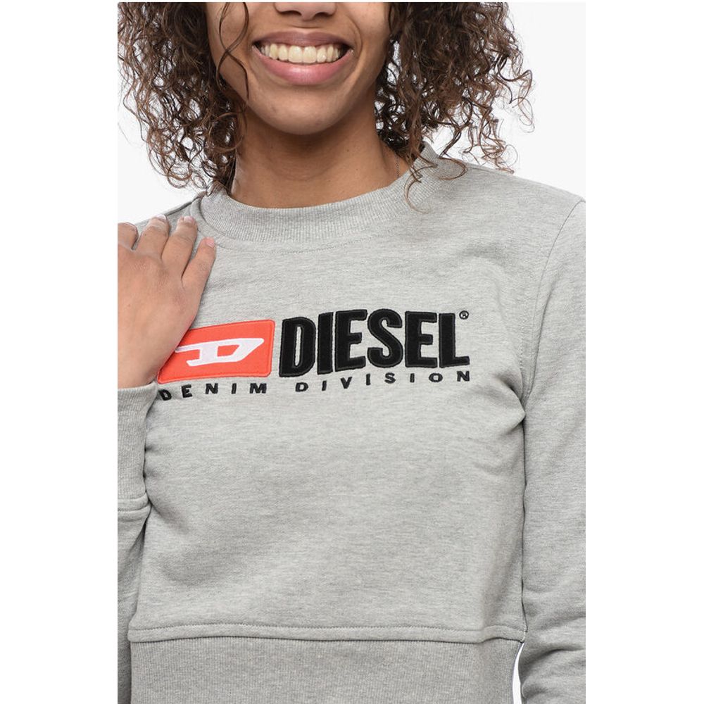 Diesel Crew Neck Cropped Sweatshirt with Lettering Logo