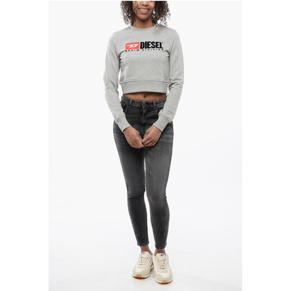 Diesel Crew Neck Cropped Sweatshirt with Lettering Logo