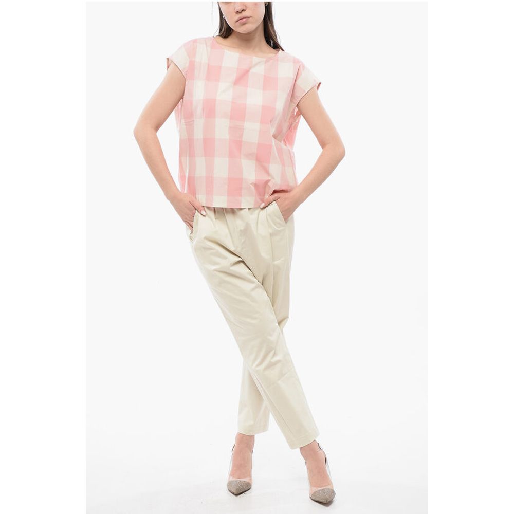 Woolrich Gingham Cotton Sleeveless Blouse with Drawstringed Bottom