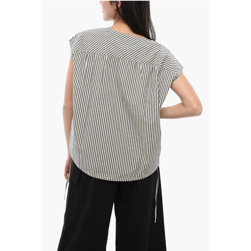 Woolrich Awning Striped Cotton Blouse with Drawstringed Hem