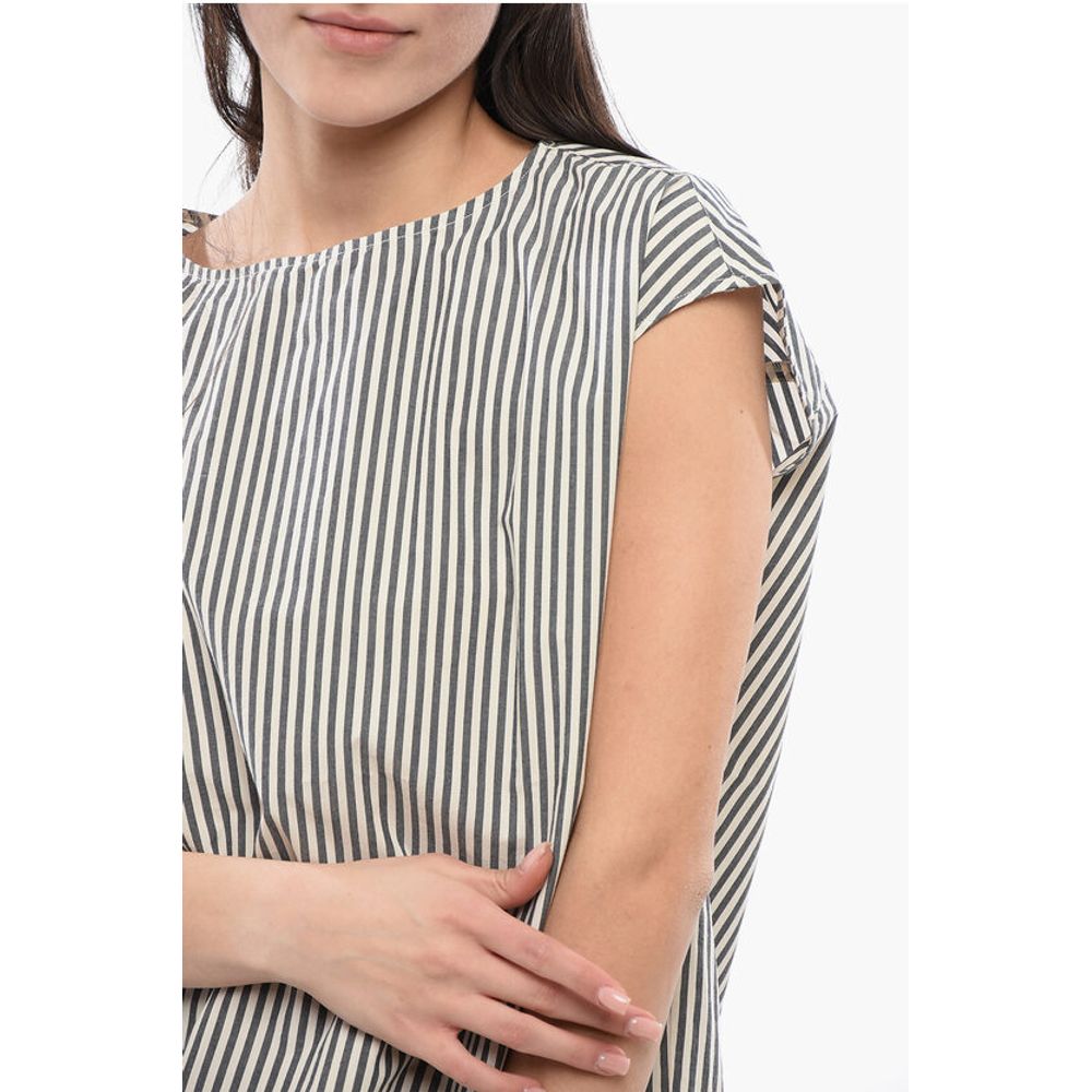 Woolrich Awning Striped Cotton Blouse with Drawstringed Hem