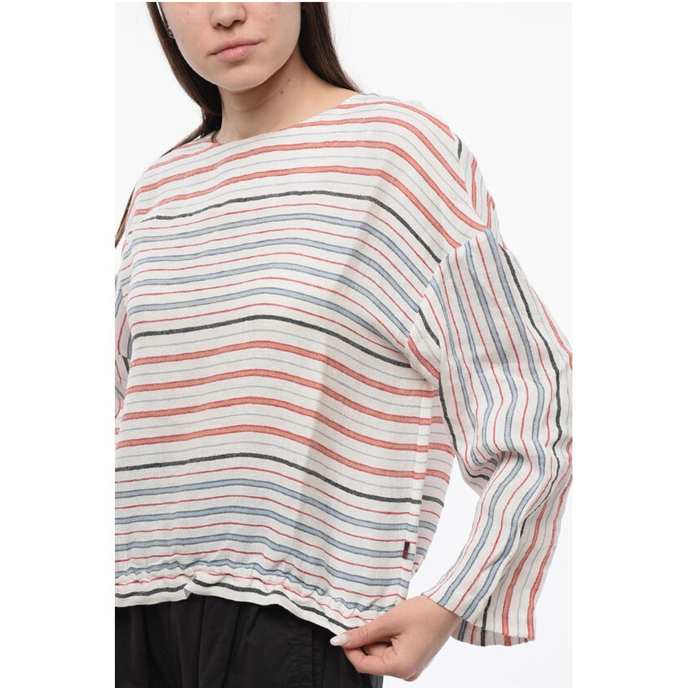 Woolrich Balanced Stripe VARSITY Linen Blend Blouse