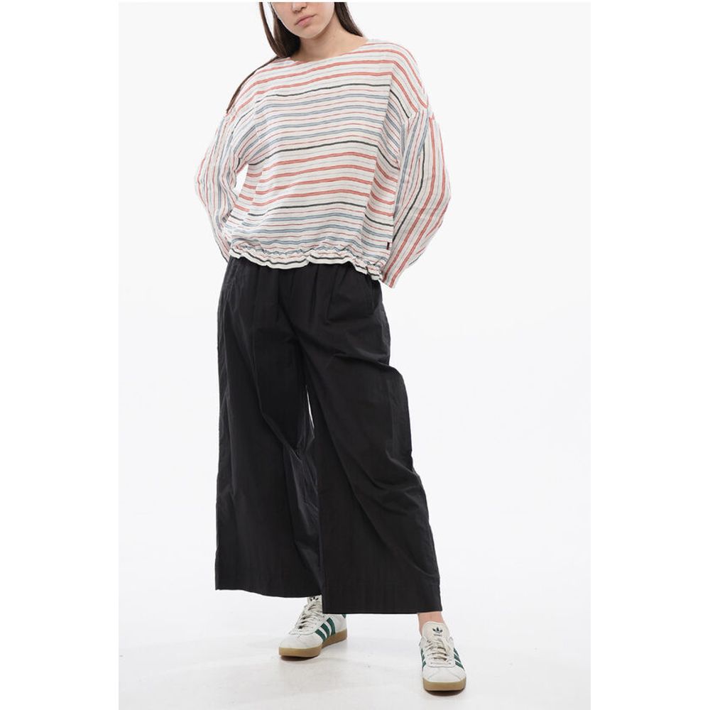 Woolrich Balanced Stripe VARSITY Linen Blend Blouse