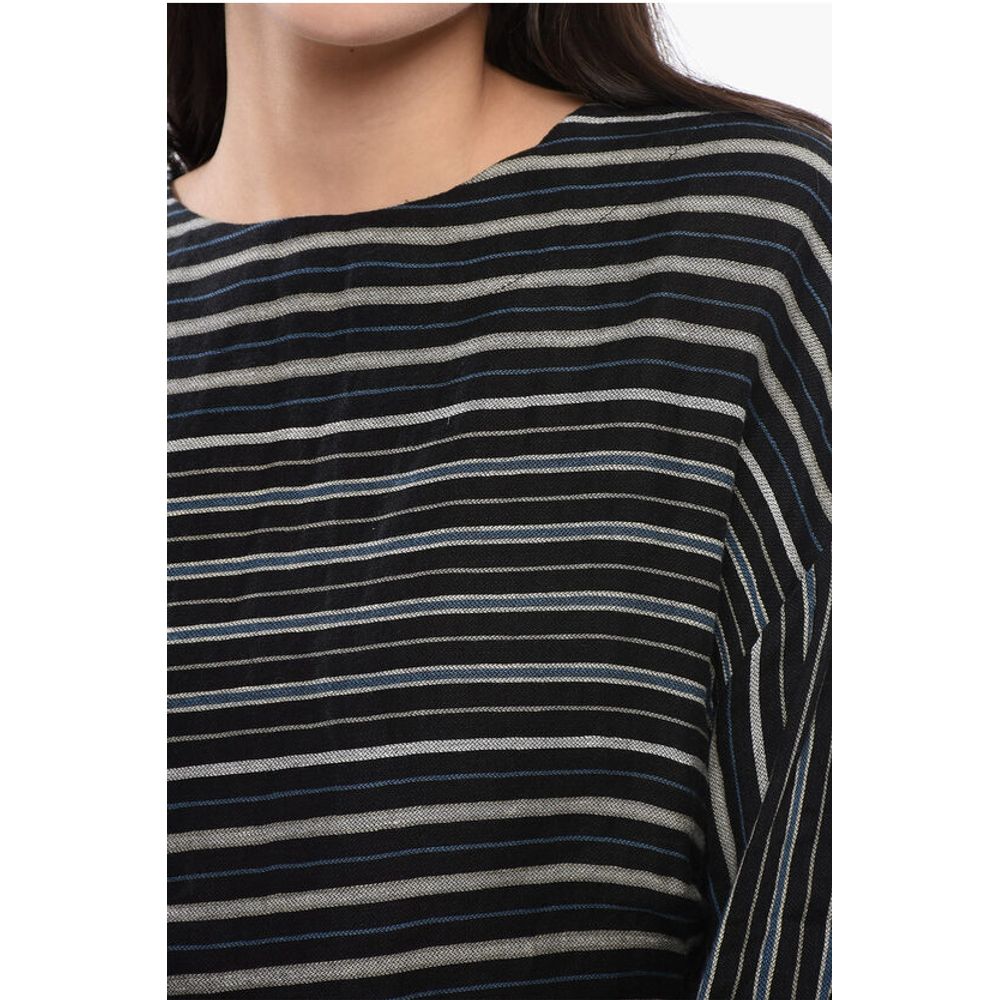 Woolrich Balanced Stripe VARSITY Linen Blend Blouse