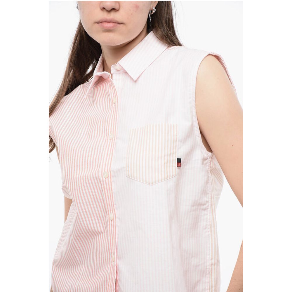 Woolrich Awning Striped Sleeveless Shirt with Breast-pocket