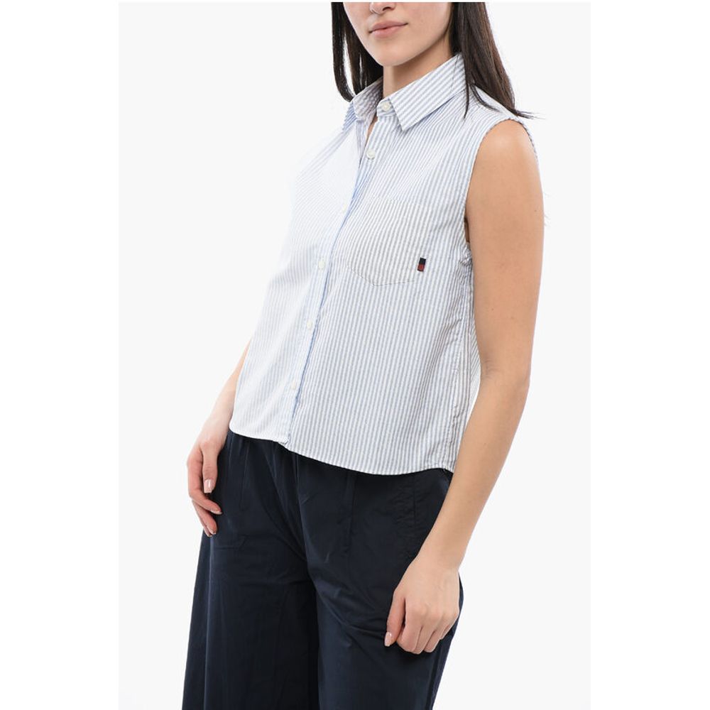 Woolrich Awning Striped Sleeveless Shirt with Breast-pocket