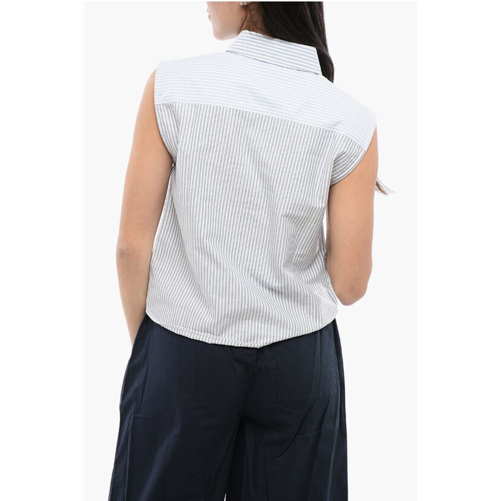 Woolrich Awning Striped Sleeveless Shirt with Breast-pocket