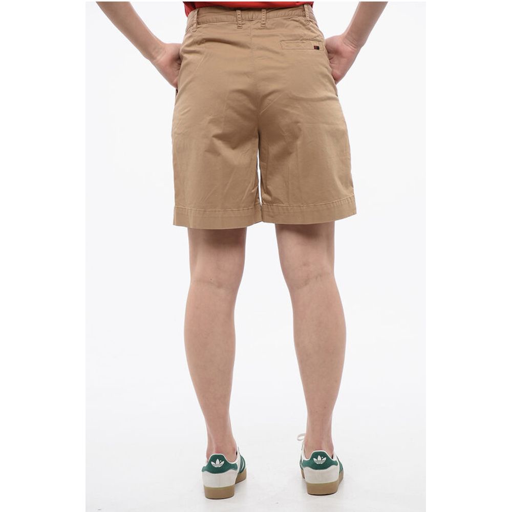 Woolrich Double-pleated Stretch Cotton Shorts with Belt Loops
