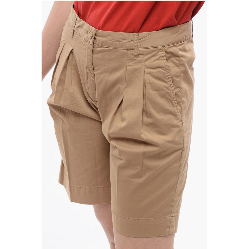 Woolrich Double-pleated Stretch Cotton Shorts with Belt Loops