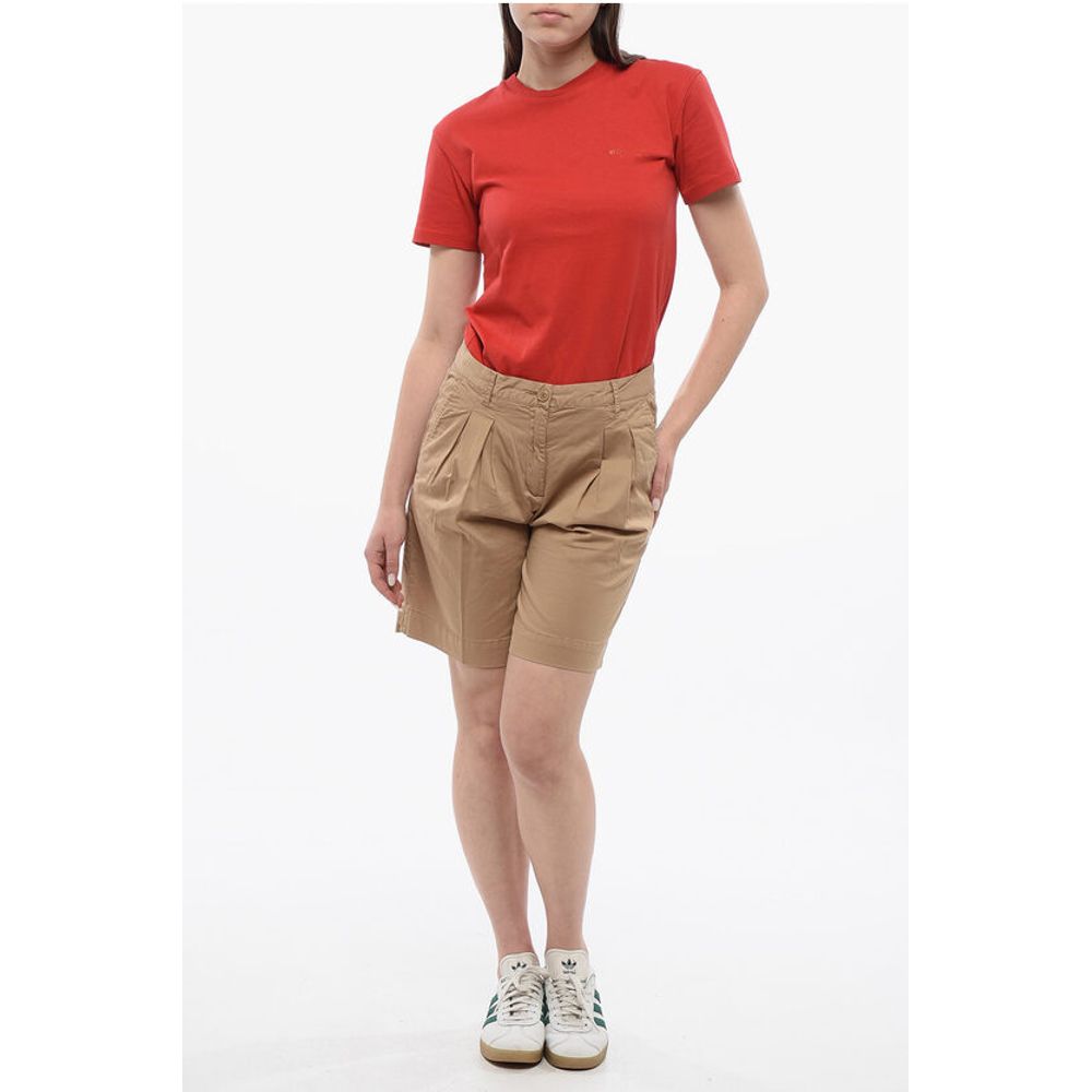 Woolrich Double-pleated Stretch Cotton Shorts with Belt Loops