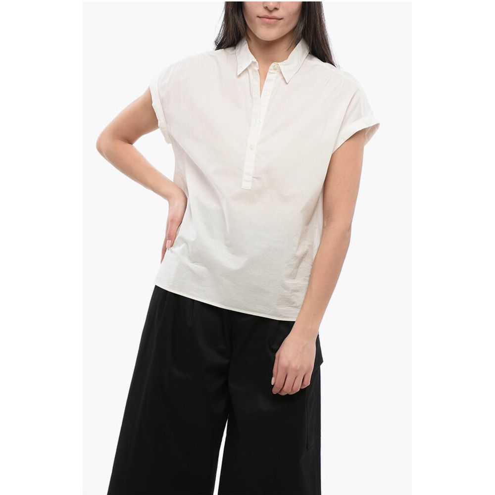 Woolrich Sleeveless Cotton Blouse With Polo Neckline
