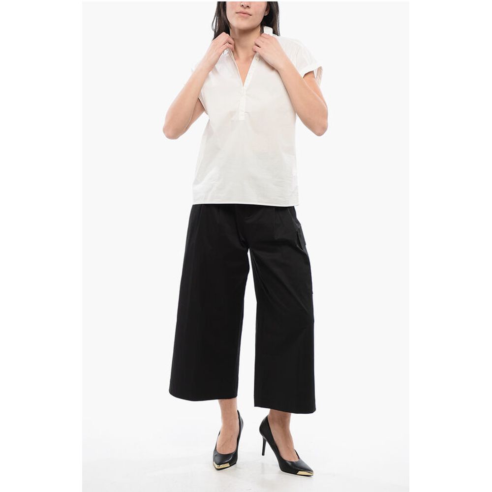 Woolrich Sleeveless Cotton Blouse With Polo Neckline