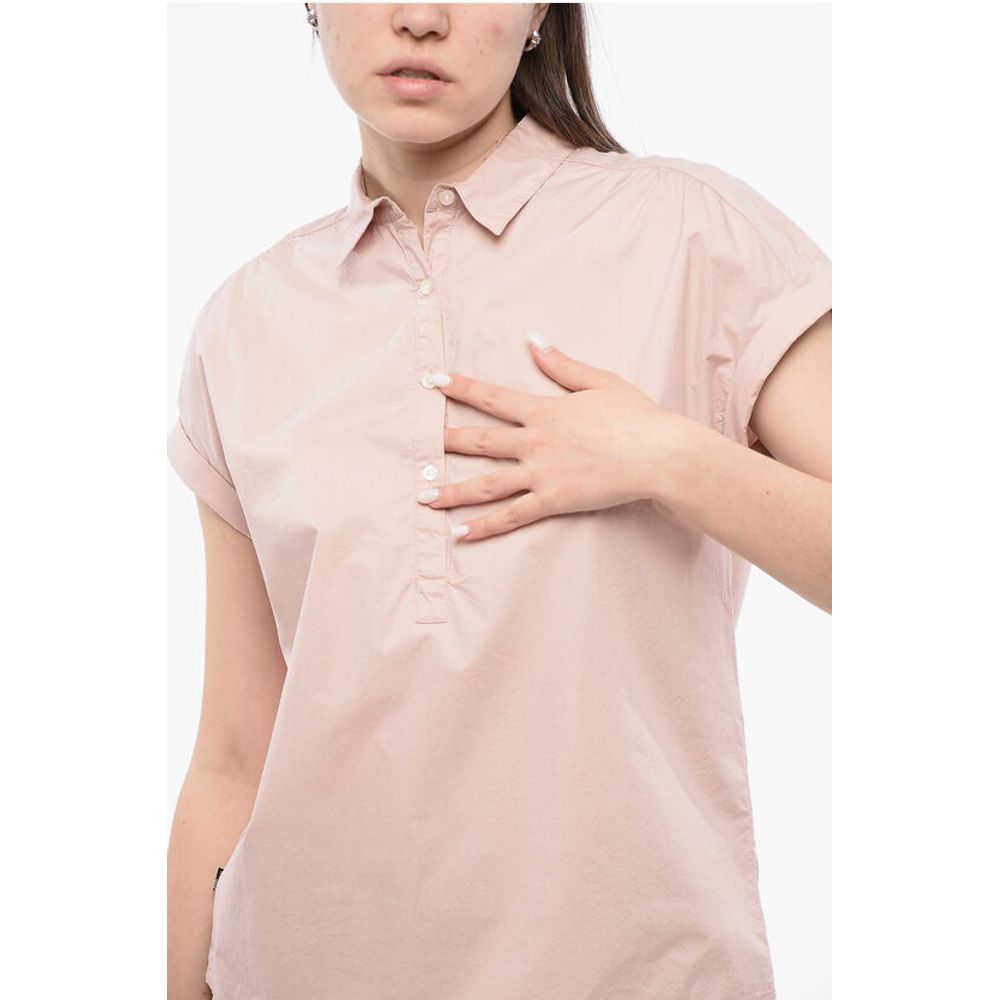 Woolrich Sleeveless Cotton Blouse With Polo Neckline