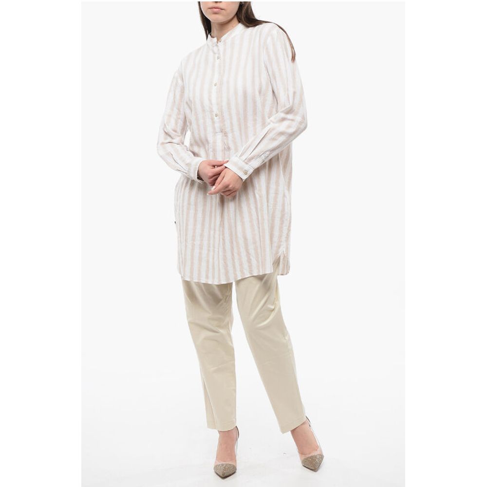 Woolrich Organic Cotton Blend Blouse with Front Pleat