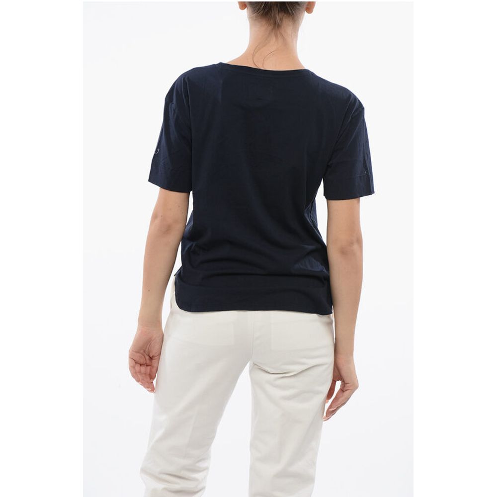 Woolrich PENN-RICH Printed Logo Cotton T-Shirt with Microstuds